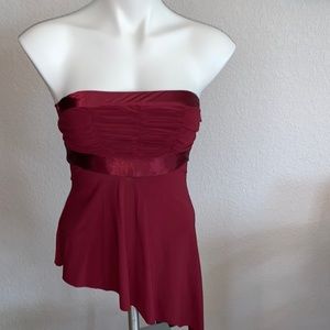 Vintage Wet Seal Strapless Burgundy Silk Tie Formal top. Sz. Xs